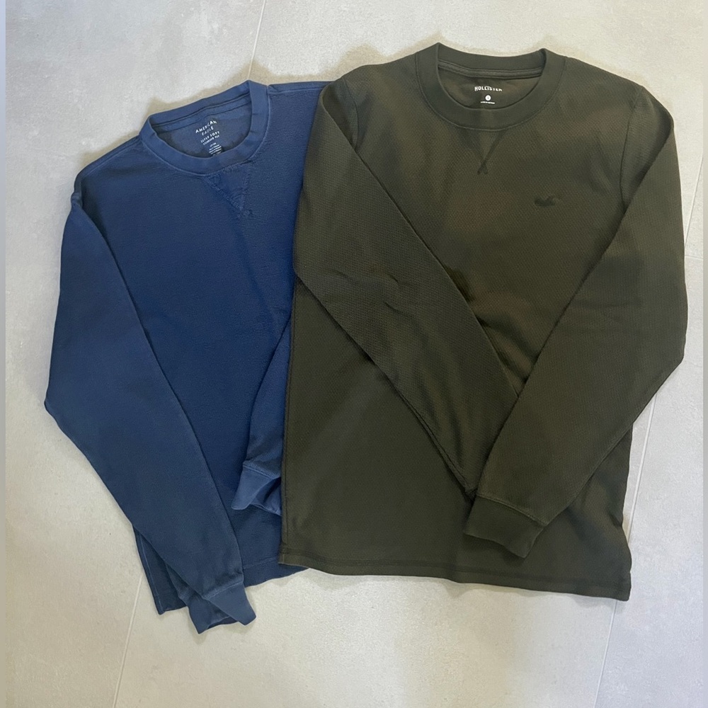 3 Men's Blue and Green Crew Neck Shirts